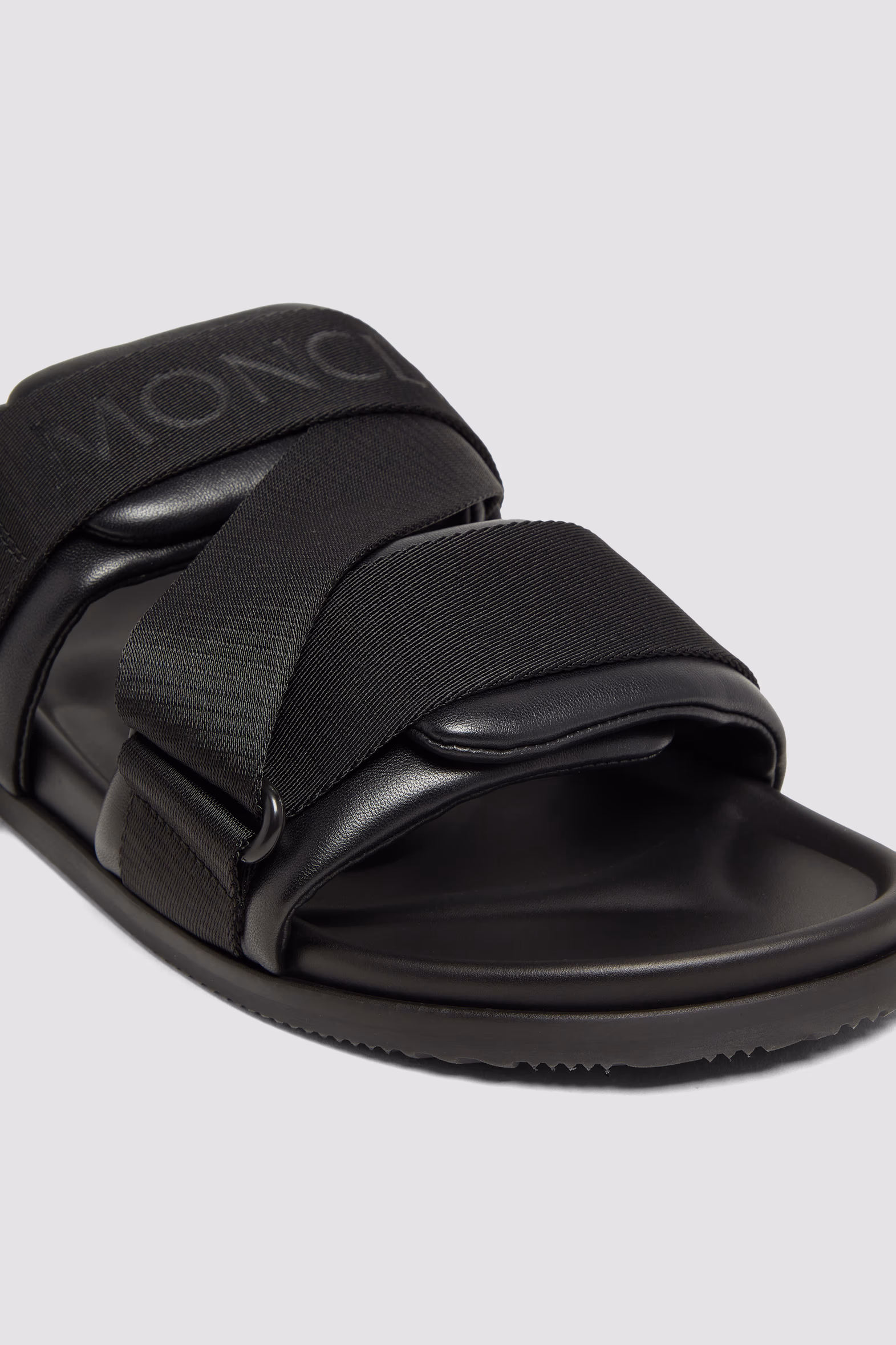 Mon Summer Nappa Leather Slides Men Black Moncler 3